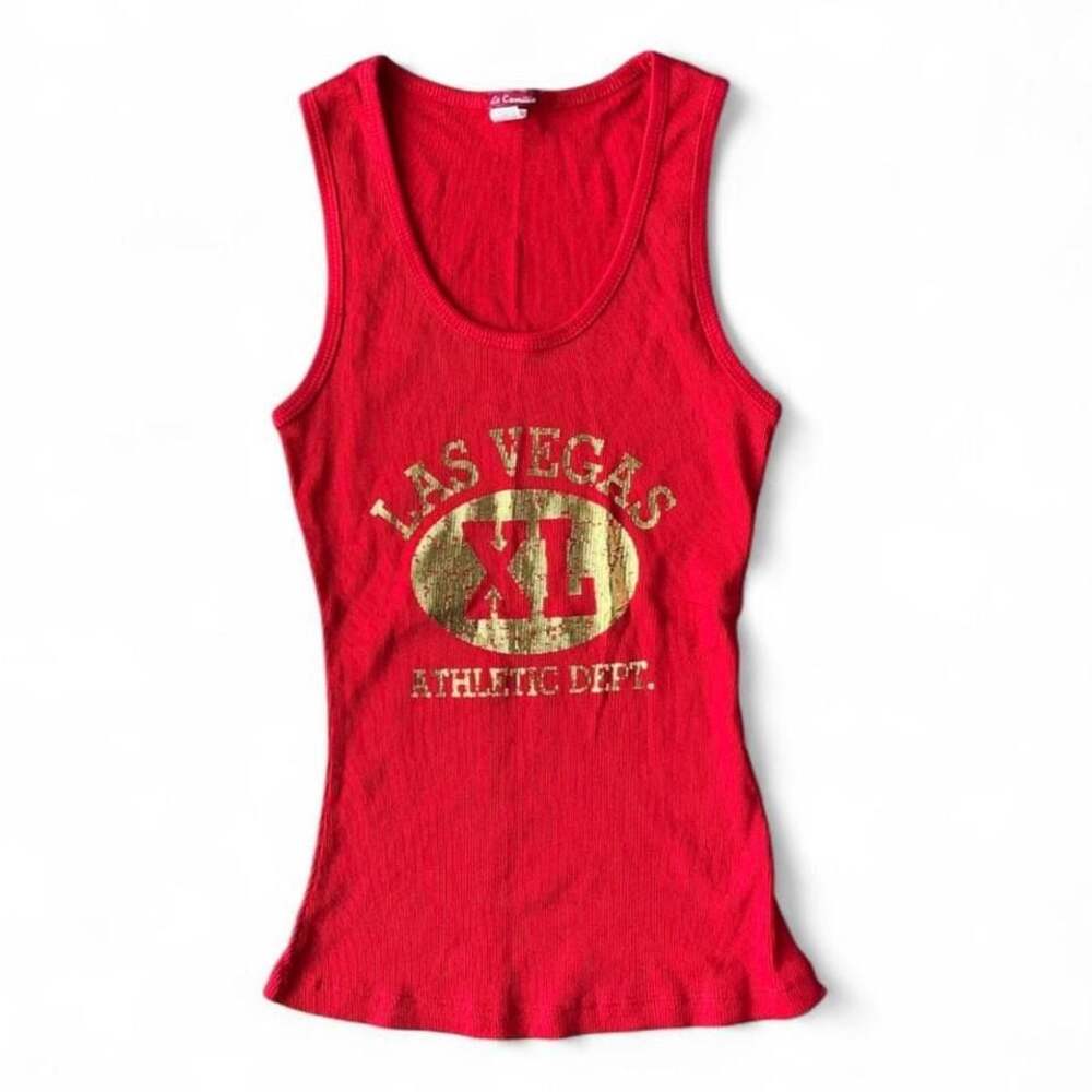 Y2K La Camilia Red Las Vegas Athletic Dept Scoop‑Neck Tank Top – Women’s Large